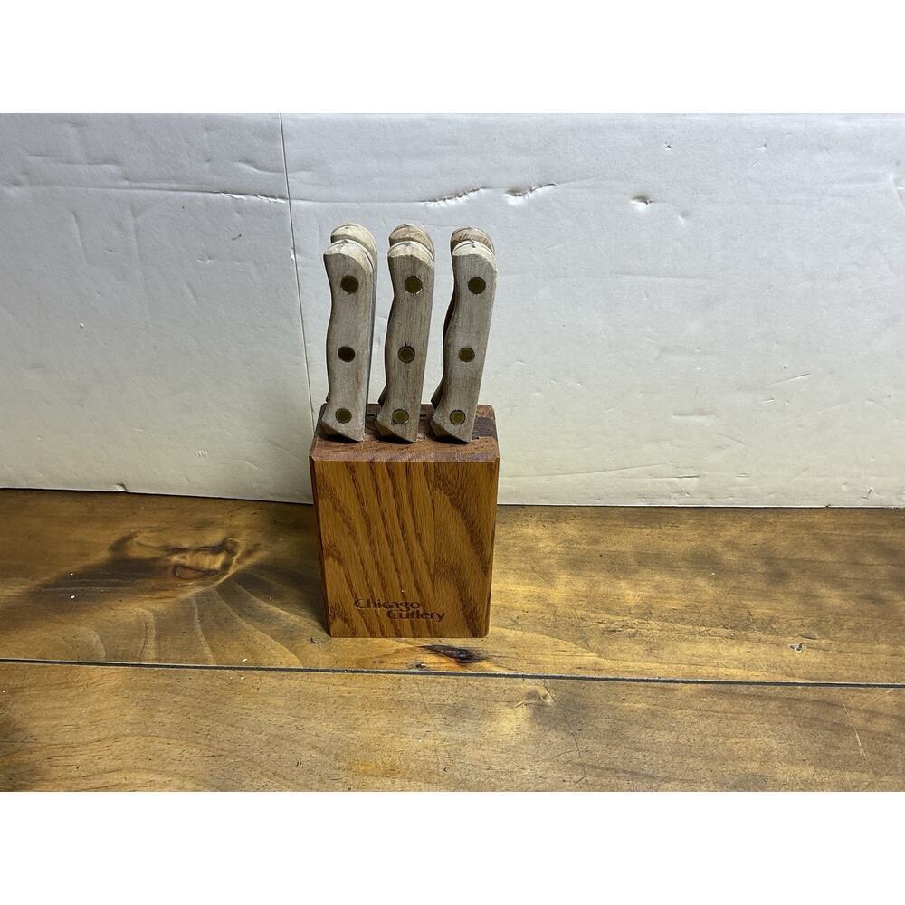 Chicago Cutlery Set of Six 103s Steak Knives w/ Block MSS6 4" Blade